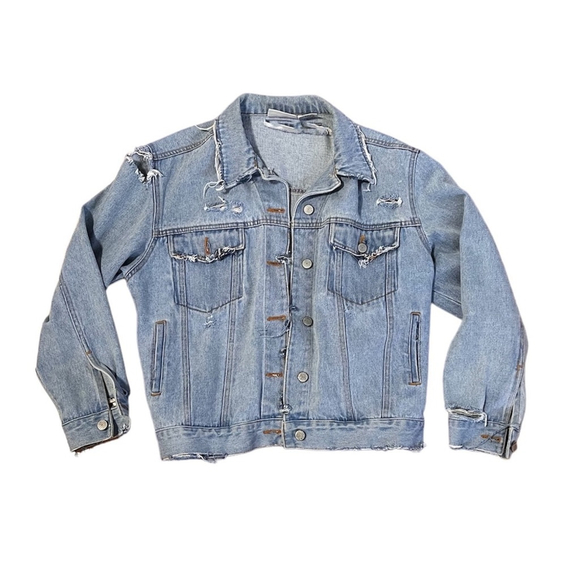 Distressed Light Wash Vintage Jean Jacket - Picture 5 of 7